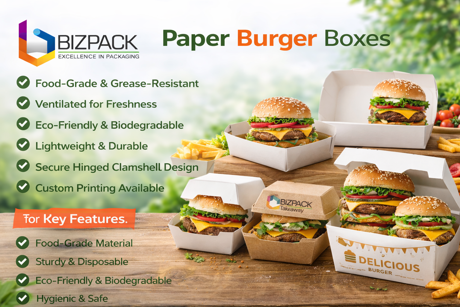 paper burger boxes, burger packaging box, eco friendly burger box, kraft burger box, disposable burger packaging, food packaging boxes India, biodegradable burger box, takeaway burger box