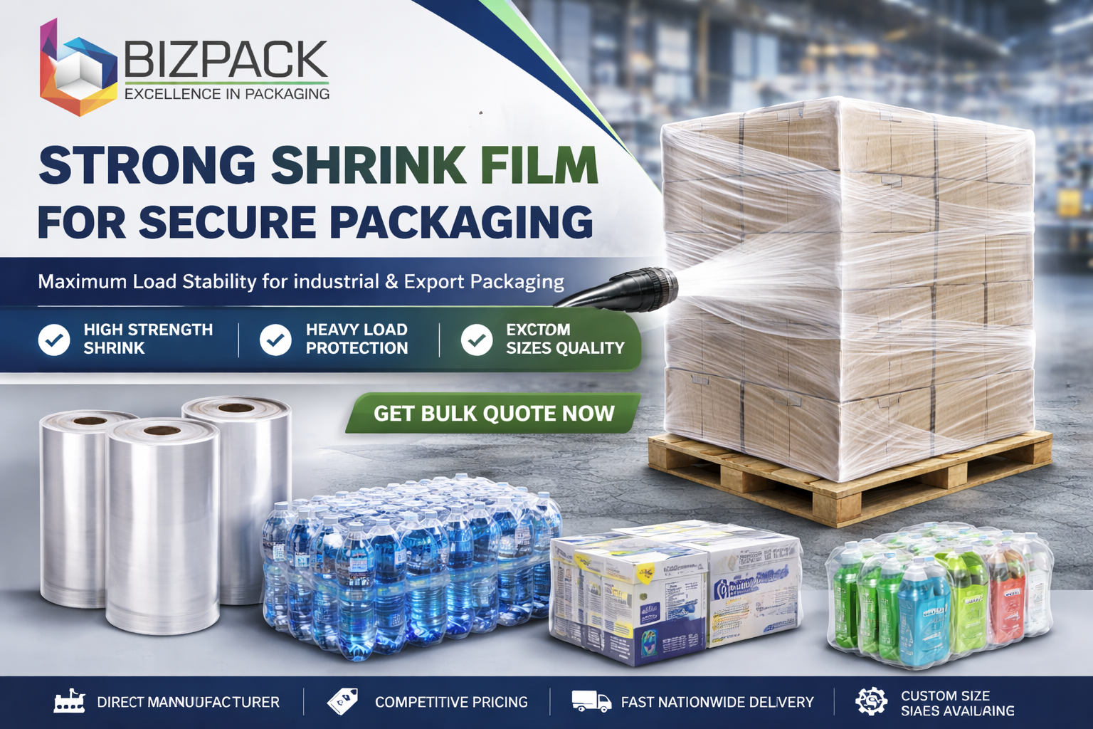 “LD shrink film for pallet wrapping” “industrial shrink film manufacturer” “heavy duty shrink packaging film”