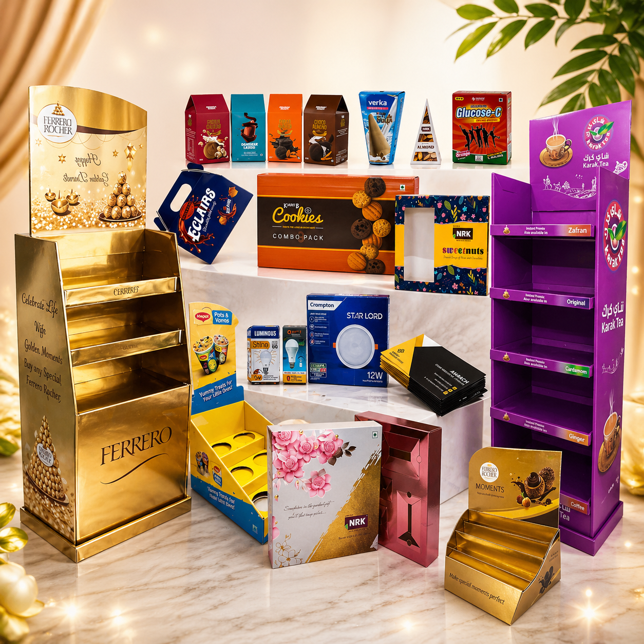 Paper Box, Mono Carton, Counter Display Box, POP (Point of sales), Point of Purchase, Metpet, Auto lock bottom box, Chocolate box, food box, perfume box,
