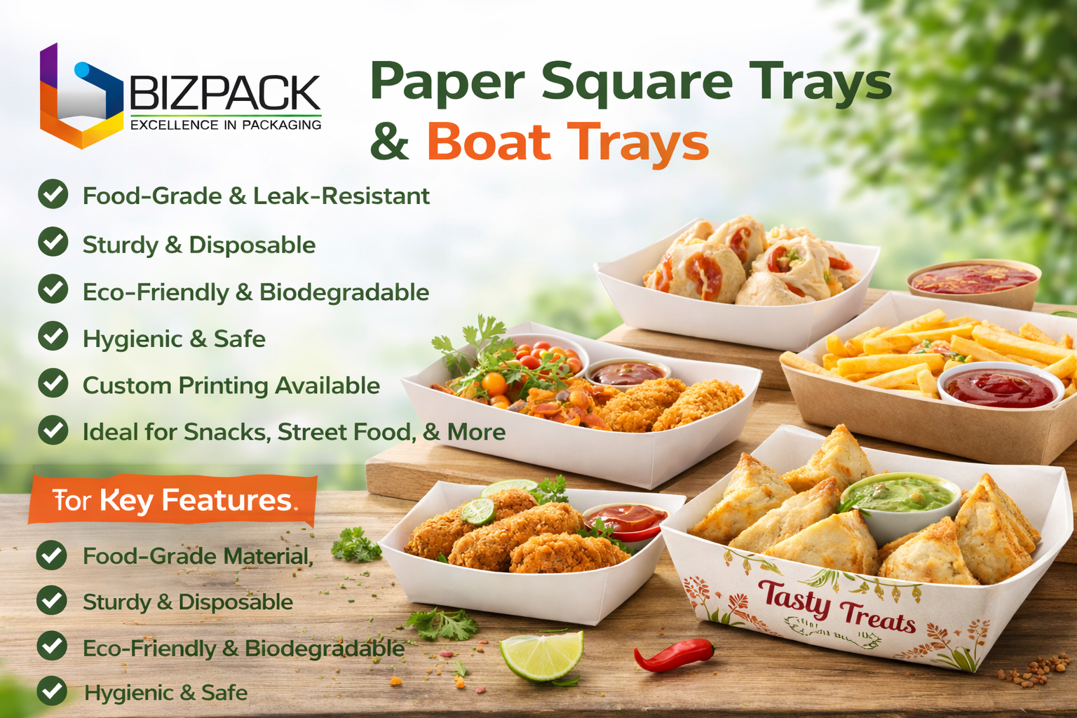 paper trays, paper boat trays, disposable food trays, eco friendly serving trays, kraft paper trays, snack trays, street food trays India, biodegradable trays, food serving tray