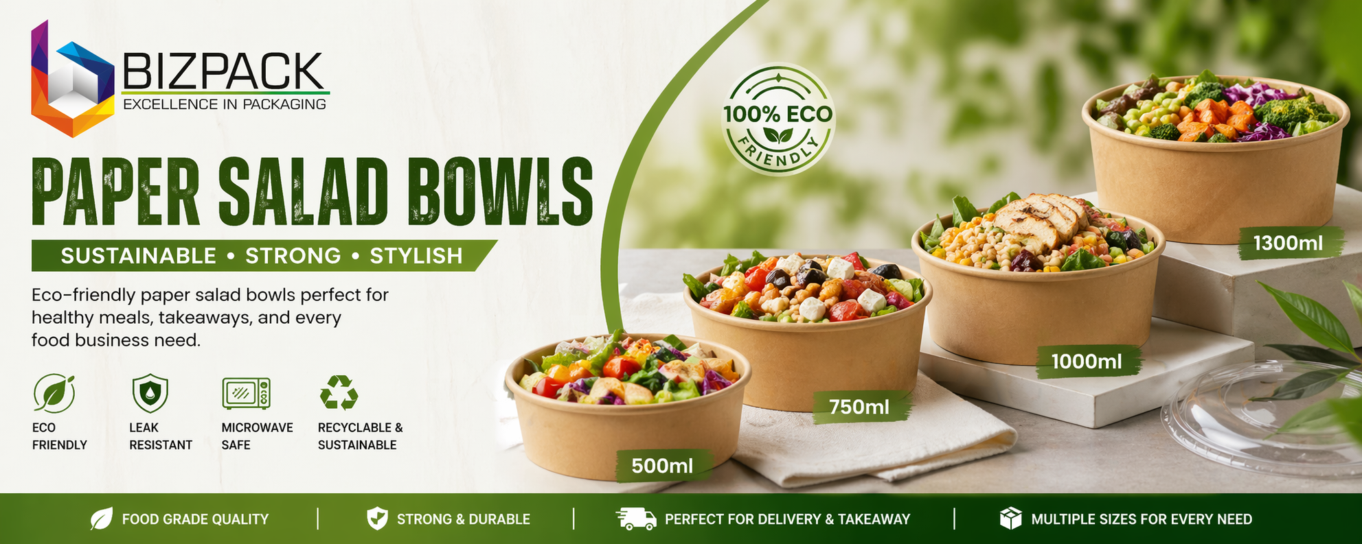 Salads & healthy meals Rice & noodle dishes Fast food & takeaway packaging Cloud kitchens & food delivery Desserts & frozen foods
