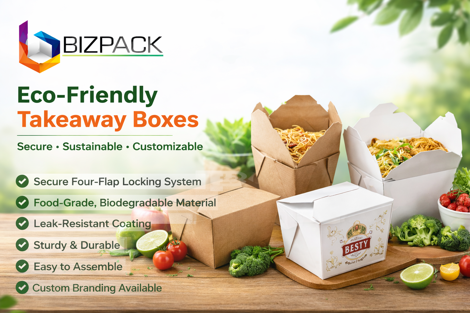 Our Four Flap Take Away Boxes are designed for safe, hygienic, and convenient food packaging. Made from high-quality food-grade paperboard, these boxes provide excellent strength and leak resistance, making them ideal for restaurants, cafes, and food delivery services. The smart four-flap locking system ensures secure closure, keeping food fresh and preventing spills during transit.